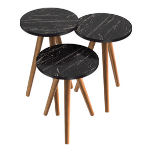 Set de 3 tables d'appoint Snede rondes gigognes [en.casa]