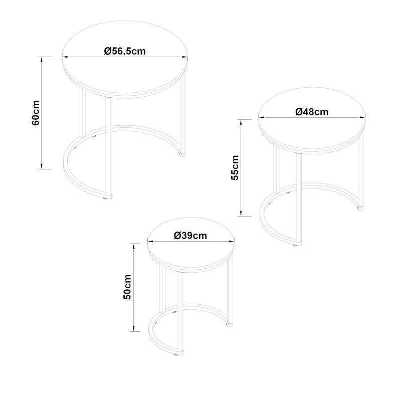 Maatschets Bijzettafel Ulricehamn set van 3 [en.casa]