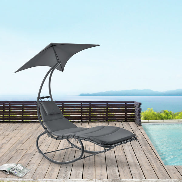 Bain de Soleil à Bascule Acier Polyester 193 x 104 x 200 cm plusieurs couleurs [en.casa]