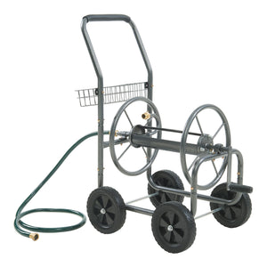 Slangwagen met handmatige haspel voor tuinslang max. 65m staal grijs pro.tec