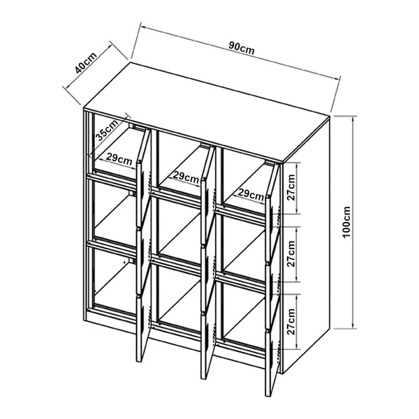 [en.casa] Metalen kast Rautavaara 100x90x40 cm lichtgrijs - 3 varianten