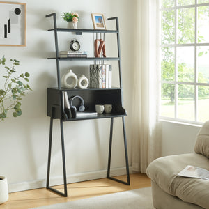 Schreibtisch Storfjord met ladderrek 184x80x40cm Zwart [en.casa] - premiumXL