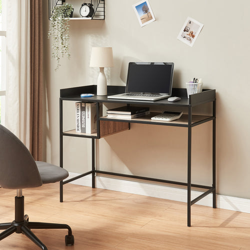 Bureau Belana 100x43x82 cm Noir/Aspect chêne [en.casa] - premiumXL