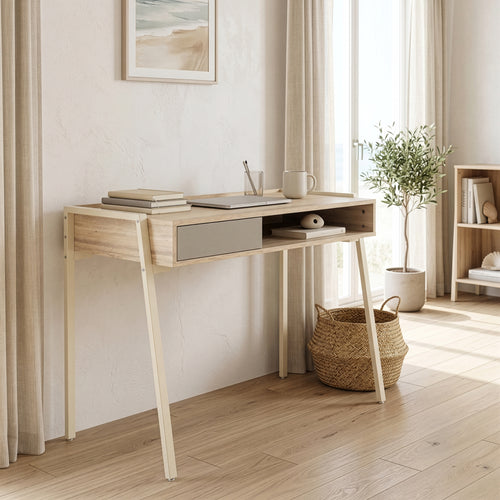 Bureau Boderas 107x55x78 cm Beige/Travertin [en.casa]