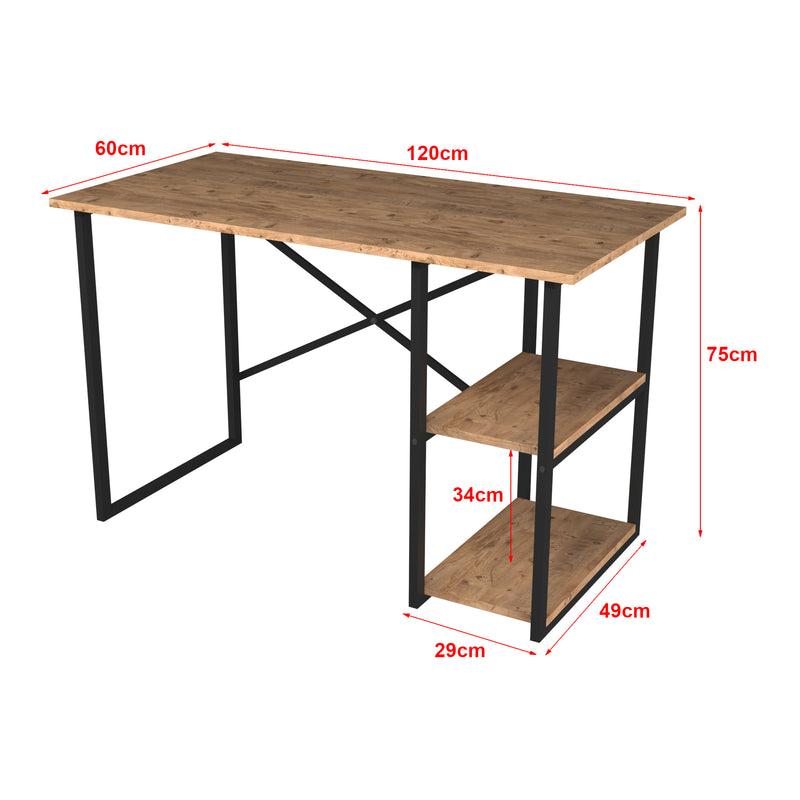 Maatschets [en.casa] Bureau Nittedal laptoptafel 75x120x60 cm - 4 varianten