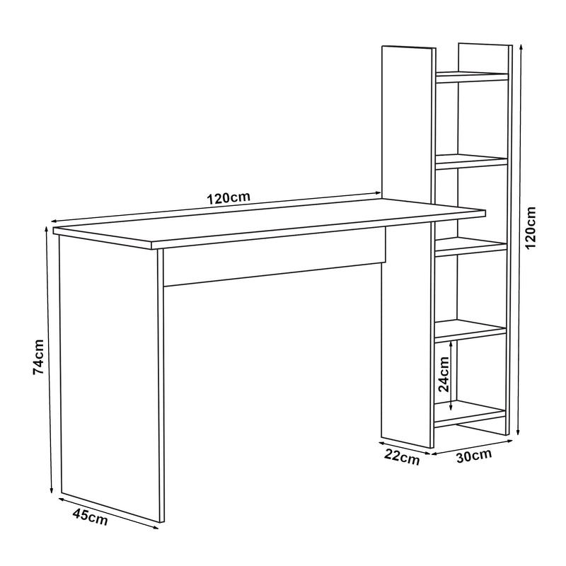 Maatschets Bureau Chagtuniejle met geïntegreerd opbergrek 150x45x120 cm [en.casa]