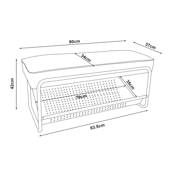 Banc à chaussures Lillehammer 90 x 37 x 42 cm [en.casa]