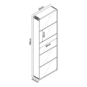 Schoenenkast Aure met spiegels en vouwdeuren wit [en.casa]