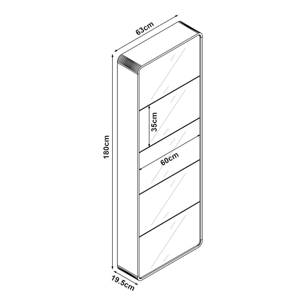 Schoenenkast Aure met spiegels en vouwdeuren wit [en.casa]