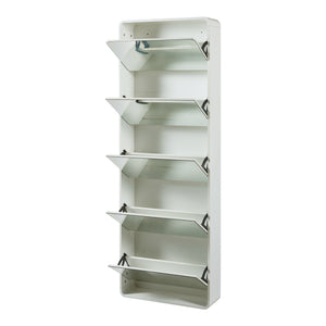 Schoenenkast Aure met spiegels en vouwdeuren wit [en.casa]
