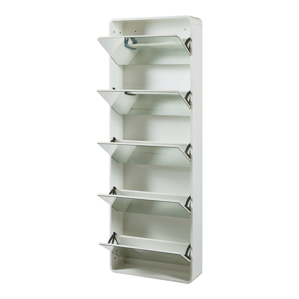 Schoenenkast Aure met spiegels en vouwdeuren wit [en.casa]