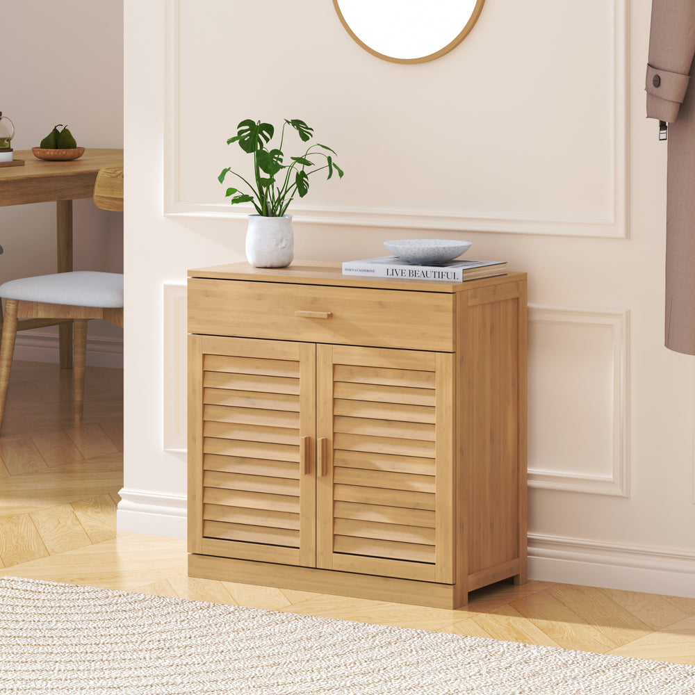 Meuble à chaussures Aarela bambou 67 x 66 x 34 cm naturel [en.casa]
