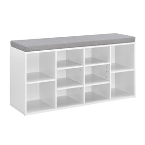 Schuhregal Ymir 103x30x48 cm 10 Ablageflächen Sitzbank Weiß/Grau en.casa - premiumXL
