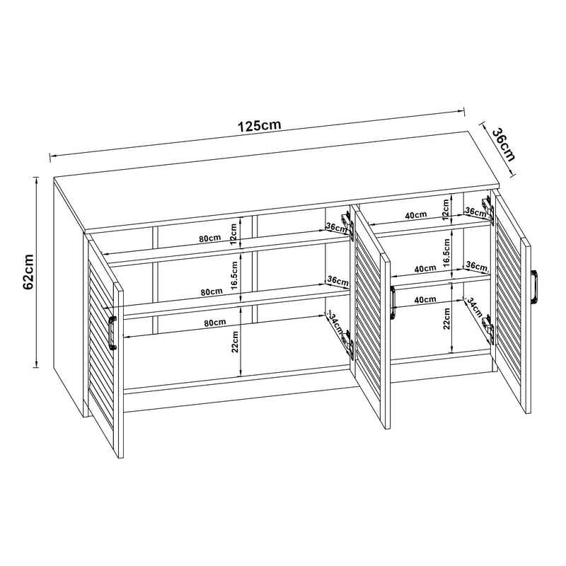Maatschets Schoenenkast Løten 62x125x36 cm wit [en.casa]