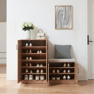 Schoenenkast Løten 97x120x36 cm eikenkleurig [en.casa]