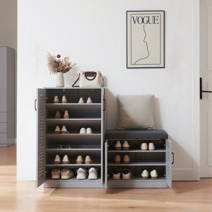 Schoenenkast Løten 97x120x36 cm grijs [en.casa]