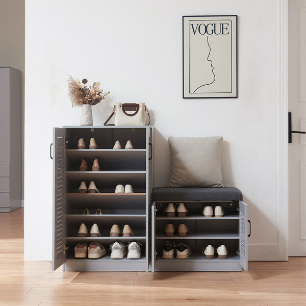Schoenenkast Løten 97x120x36 cm grijs [en.casa]
