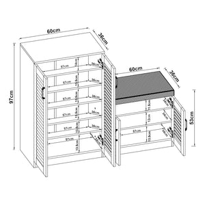 Schoenenkast Løten 97x120x36 cm grijs [en.casa]