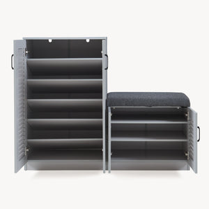 Schoenenkast Løten 97x120x36 cm grijs [en.casa]