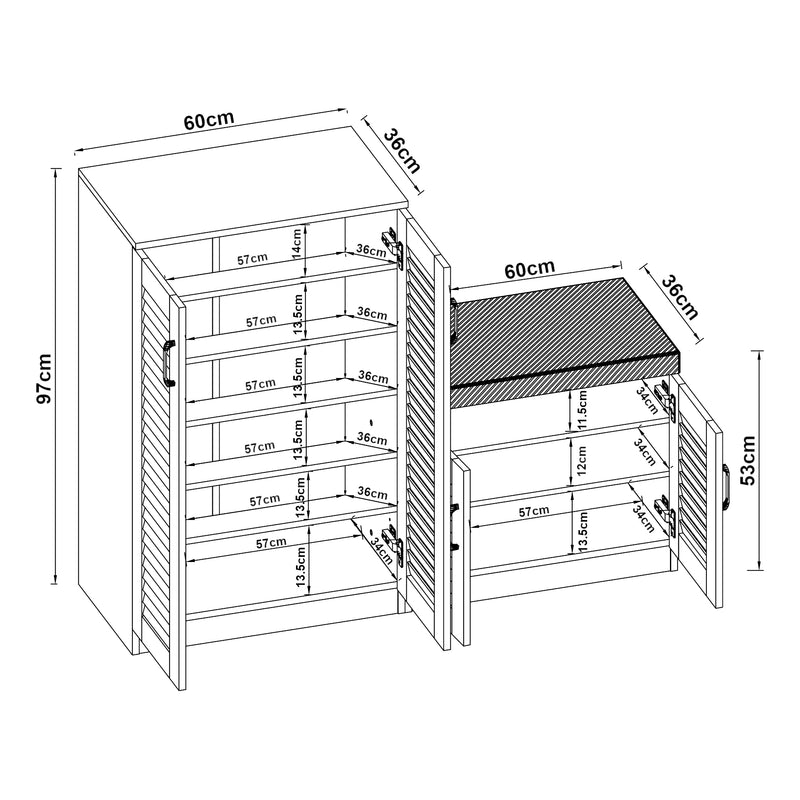 Maatschets Schoenenkast Løten 97x120x36 cm wit [en.casa]