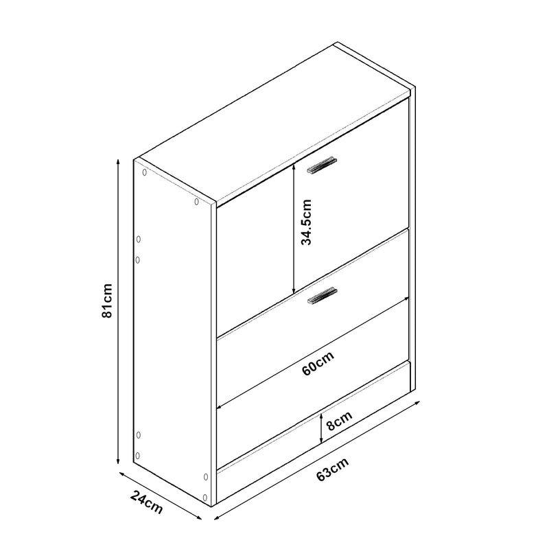 Croquis coté Meuble à chaussures Sykkylven [en.casa] 