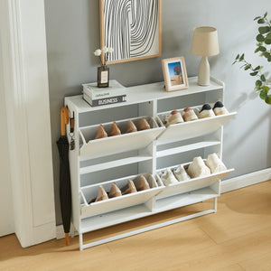 Schoenenkast Ylitornio met 4 vouwdeuren 91,5x100x19 cm wit [en.casa]