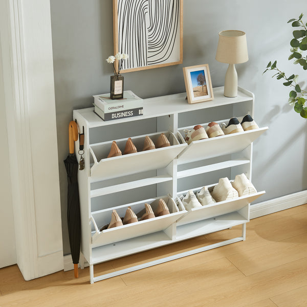 Schoenenkast Ylitornio met 4 vouwdeuren 91,5x100x19 cm wit [en.casa]