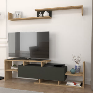 Tv-meubelset Liksefte met wandrek 154x28x42 cm [en.casa]