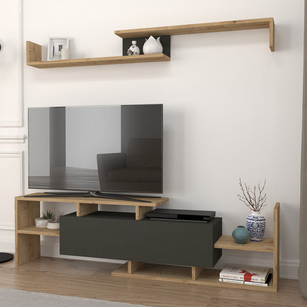 Tv-meubelset Liksefte met wandrek 154x28x42 cm [en.casa]