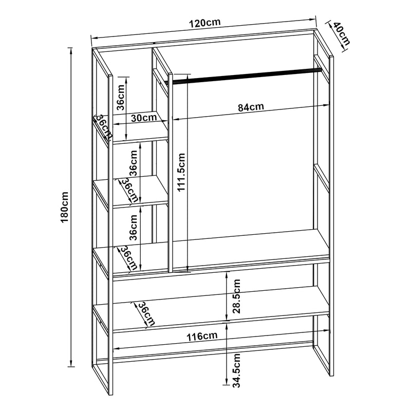 Maatschets Kledingrek Horgau 180x120x40 cm [en.casa]