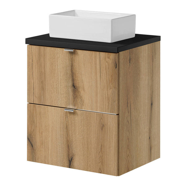 Meuble sous lavabo NEWPORT avec 2 tiroirs effet chêne [en.casa]