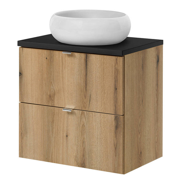 Meuble sous lavabo NEWPORT avec 2 tiroirs effet chêne [en.casa]