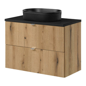Meuble sous lavabo NEWPORT avec 2 tiroirs effet chêne [en.casa]