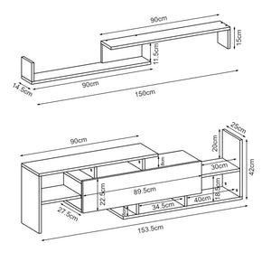 Tv-meubelset Liksefte met wandrek 154x28x42 cm [en.casa]