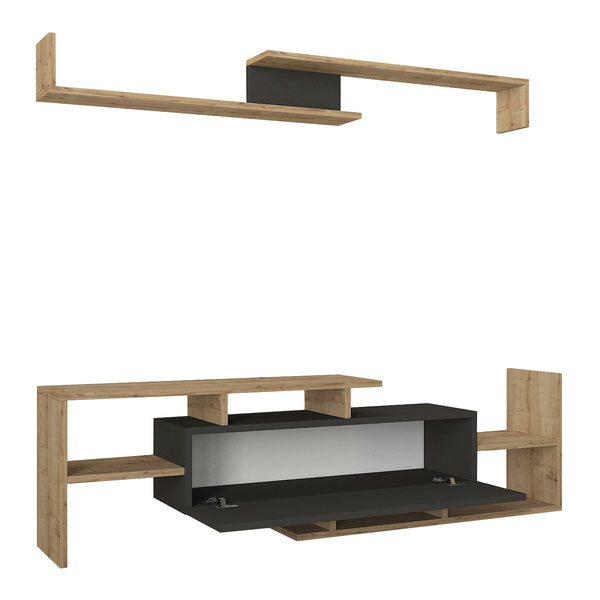 Tv-meubelset Liksefte met wandrek 154x28x42 cm [en.casa]