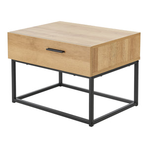 [en.casa] Nachtkastje Lavangen met lade 39x55x40 cm eiken en zwart - 2 varianten