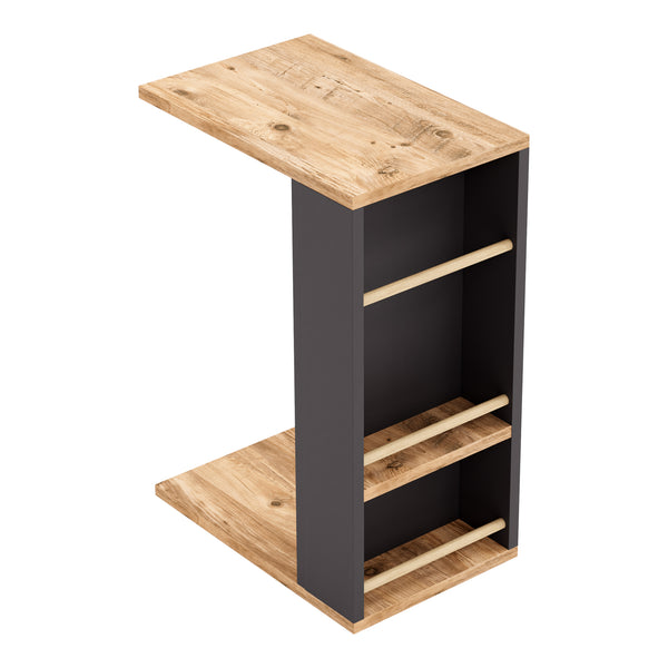 [en.casa] Bijzettafel Siikainen laptoptafel met horizontale spijlen en wielen 44x29x65 cm - 3 varianten