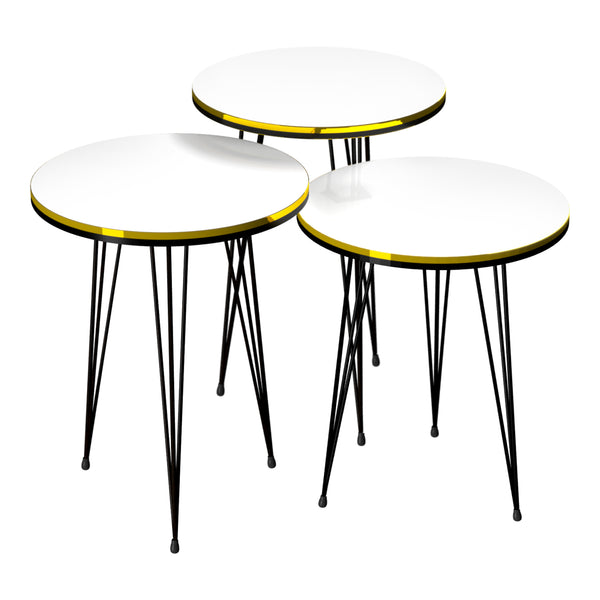 [en.casa] Bijzettafel Ry set van 3 rond - 6 varianten