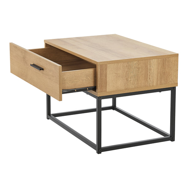 [en.casa] Nachtkastje Lavangen met lade 39x55x40 cm eiken en zwart - 2 varianten