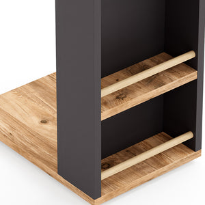 [en.casa] Bijzettafel Siikainen laptoptafel met horizontale spijlen en wielen 44x29x65 cm - 3 varianten