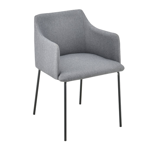 [en.casa] Fauteuil de Salon Rembourrée en Textile Chaise de Salle à Manger Pieds en Métal 76 x 52 x 53 cm Gris et Noir