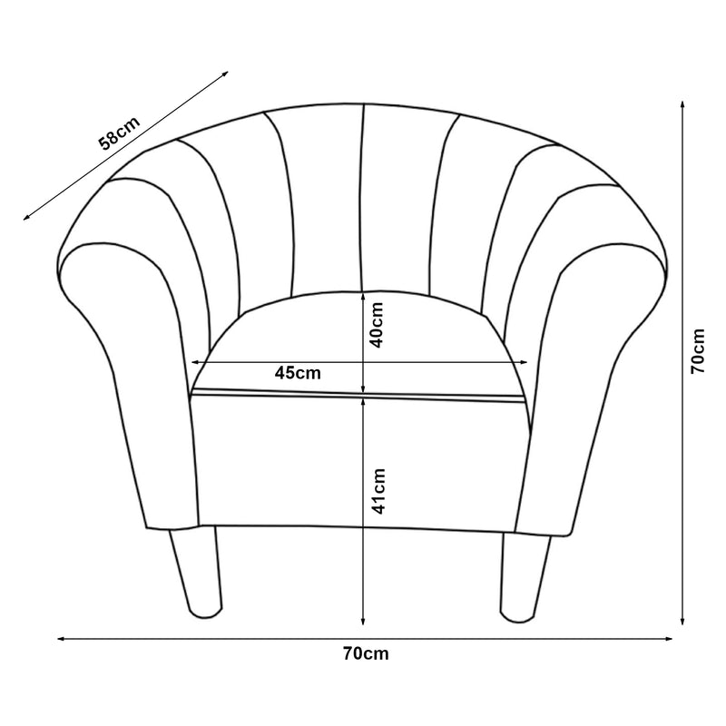 Croquis coté Fauteuil Jelgava 70 x 70 x 58 cm Plusieurs Couleurs [en.casa] 