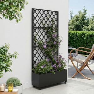 Cloison de séparation avec bac à fleurs Malja acier galvanisé 190 x 82 x 38 cm noir [casa.pro]