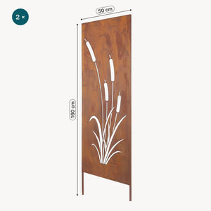 Piquets de jardin Irsina lot de 2 160x50 cm acier Corten rouille noble [casa.pro]