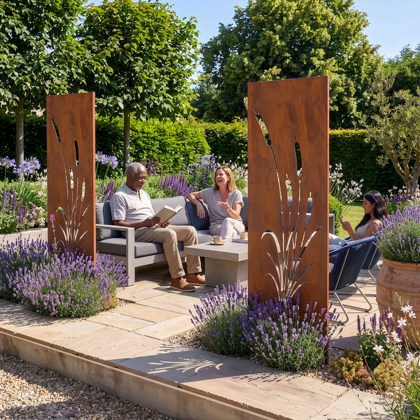 Piquets de jardin Irsina lot de 2 160x50 cm acier Corten rouille noble [casa.pro]