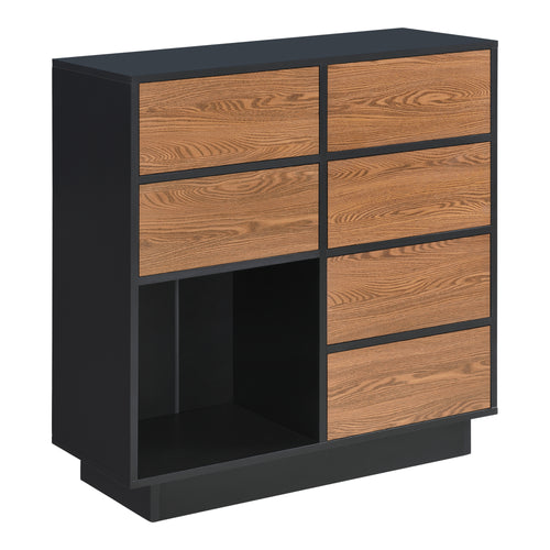 Commode Krokom 88 x 80 x 30 cm Noir Effet Bois Foncé [en.casa]