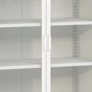 Buffet métallique avec portes vitrées Fauske acier verre trempé 102 x 80 x 40 cm [en.casa]