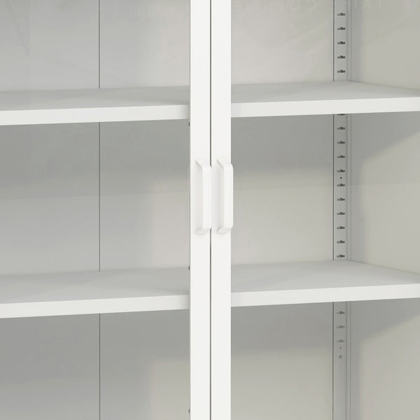 Buffet métallique avec portes vitrées Fauske acier verre trempé 102 x 80 x 40 cm [en.casa]