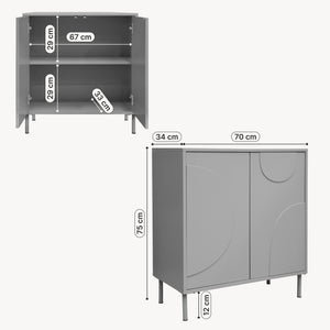 Commode Holea avec 2 portes 75 x 70 x 34 cm [en.casa] 