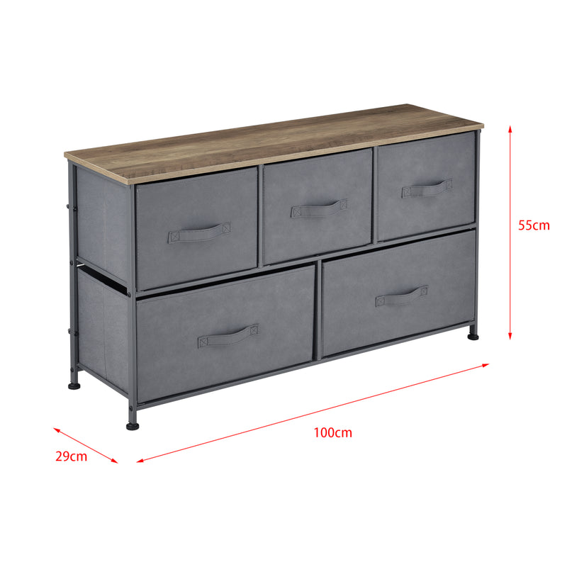 Croquis coté Commode meuble de rangement en métal tiroirs en non-tissé [pro.tec]